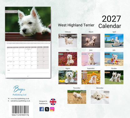 West Highland Terrier Calendar 2027