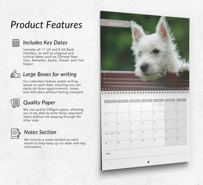 West Highland Terrier Calendar 2027