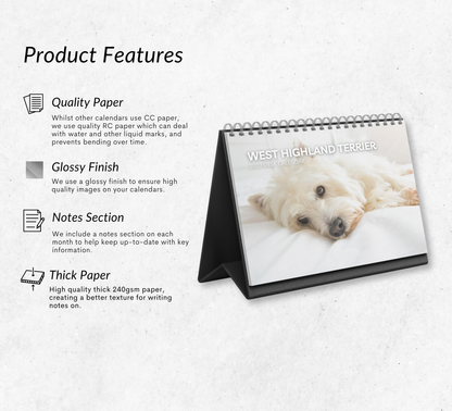 West Highland Terrier Desk Calendar 2027-2028