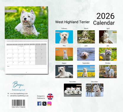 West Highland Terrier Calendar 2026