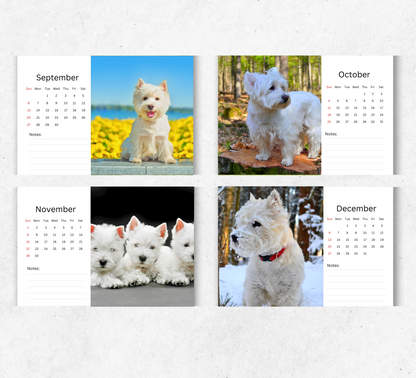 West Highland Terrier Desk Calendar 2026-2027