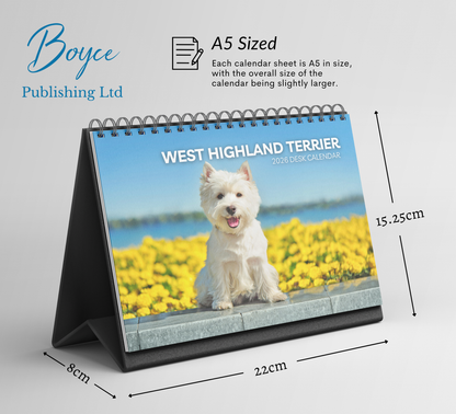 West Highland Terrier Desk Calendar 2026-2027