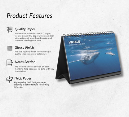 Whale Desk Calendar 2026-2027