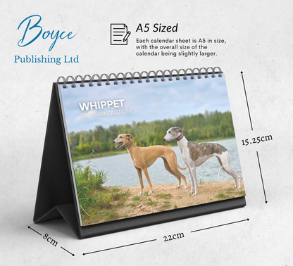 Whippet Desk Calendar 2027-2028
