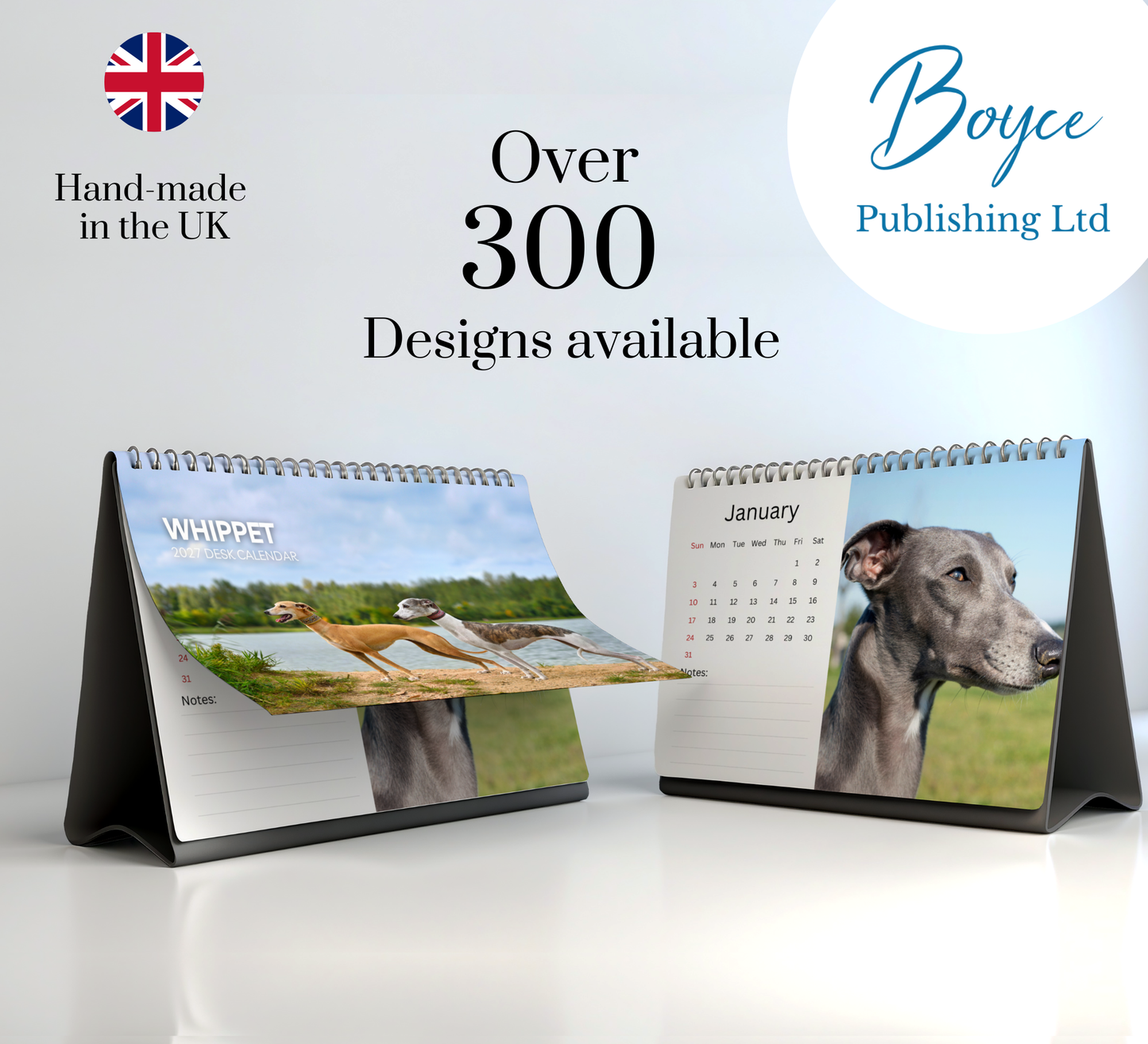 Whippet Desk Calendar 2027-2028