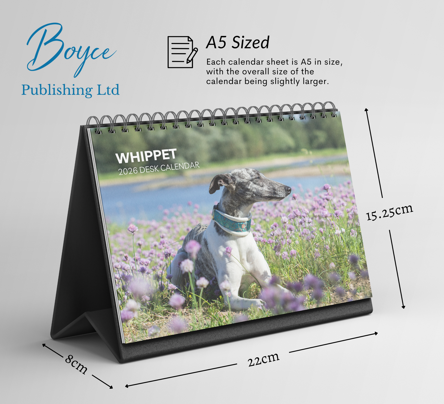 Whippet Desk Calendar 2026-2027