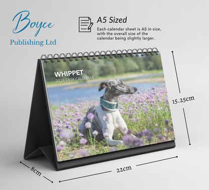 Whippet Desk Calendar 2026-2027