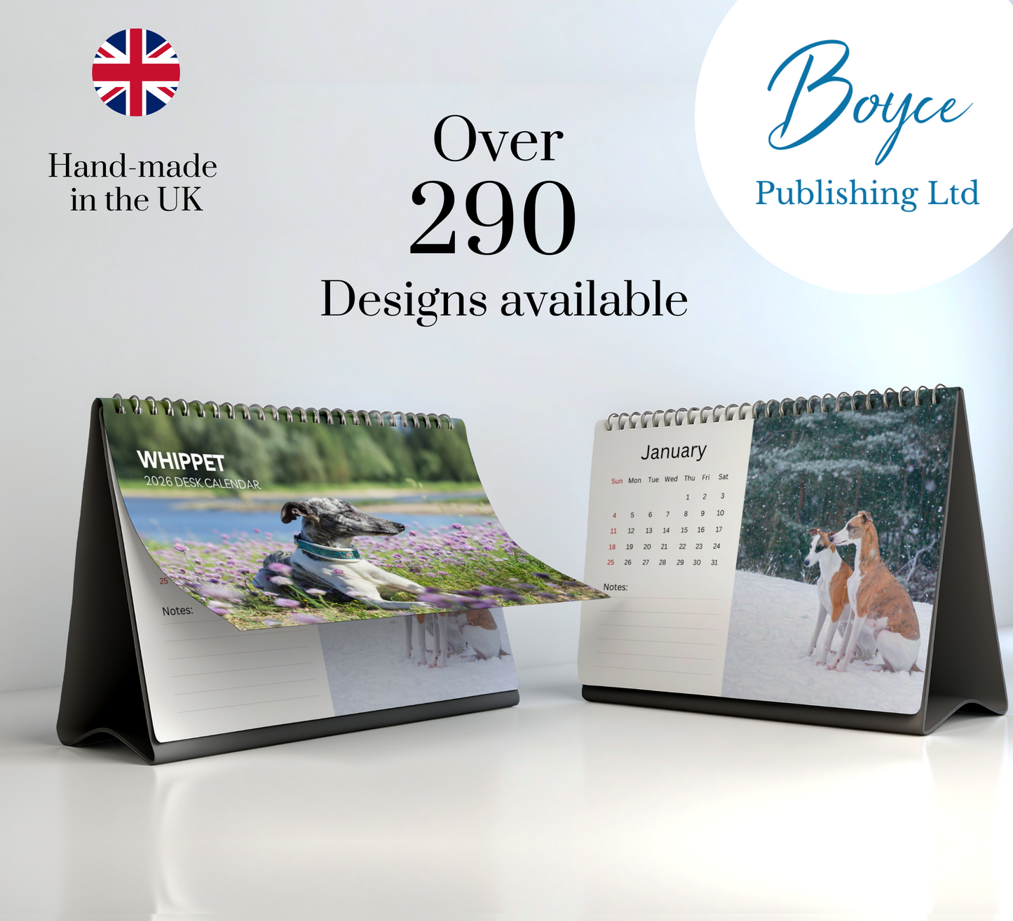 Whippet Desk Calendar 2026-2027