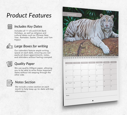 White Tigers Calendar 2027