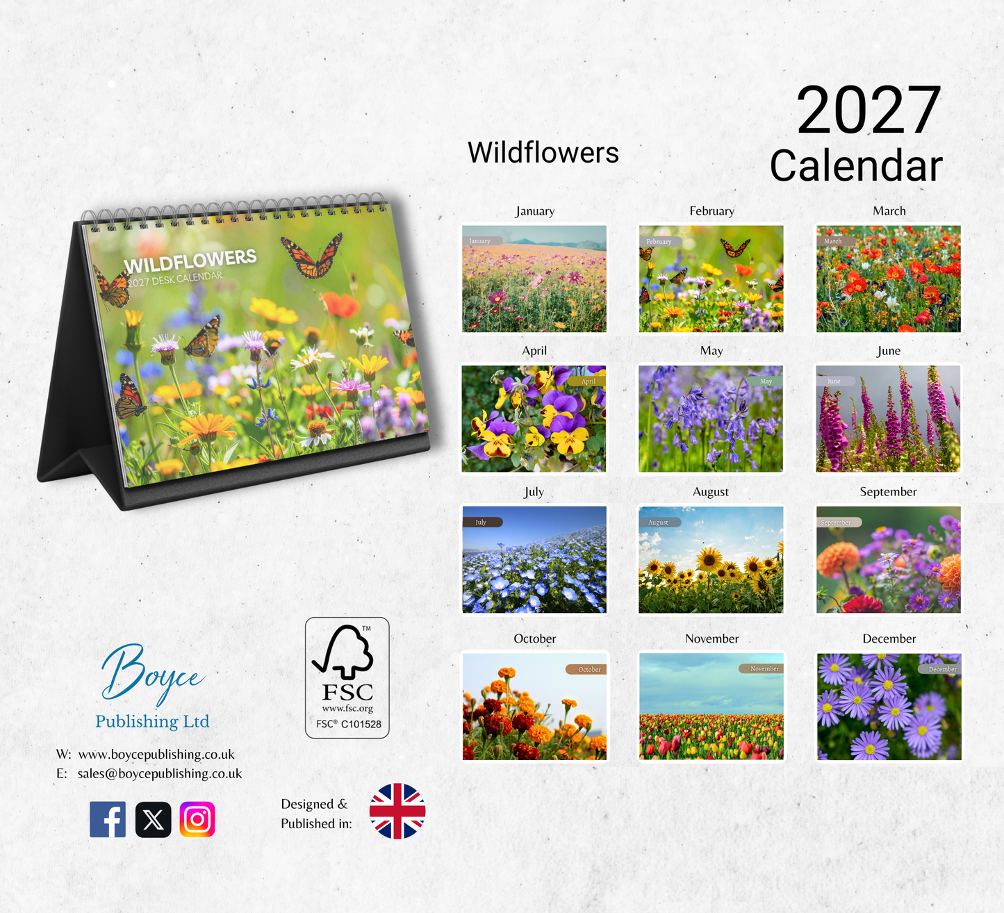 Wildflowers Desk Calendar 2027-2028