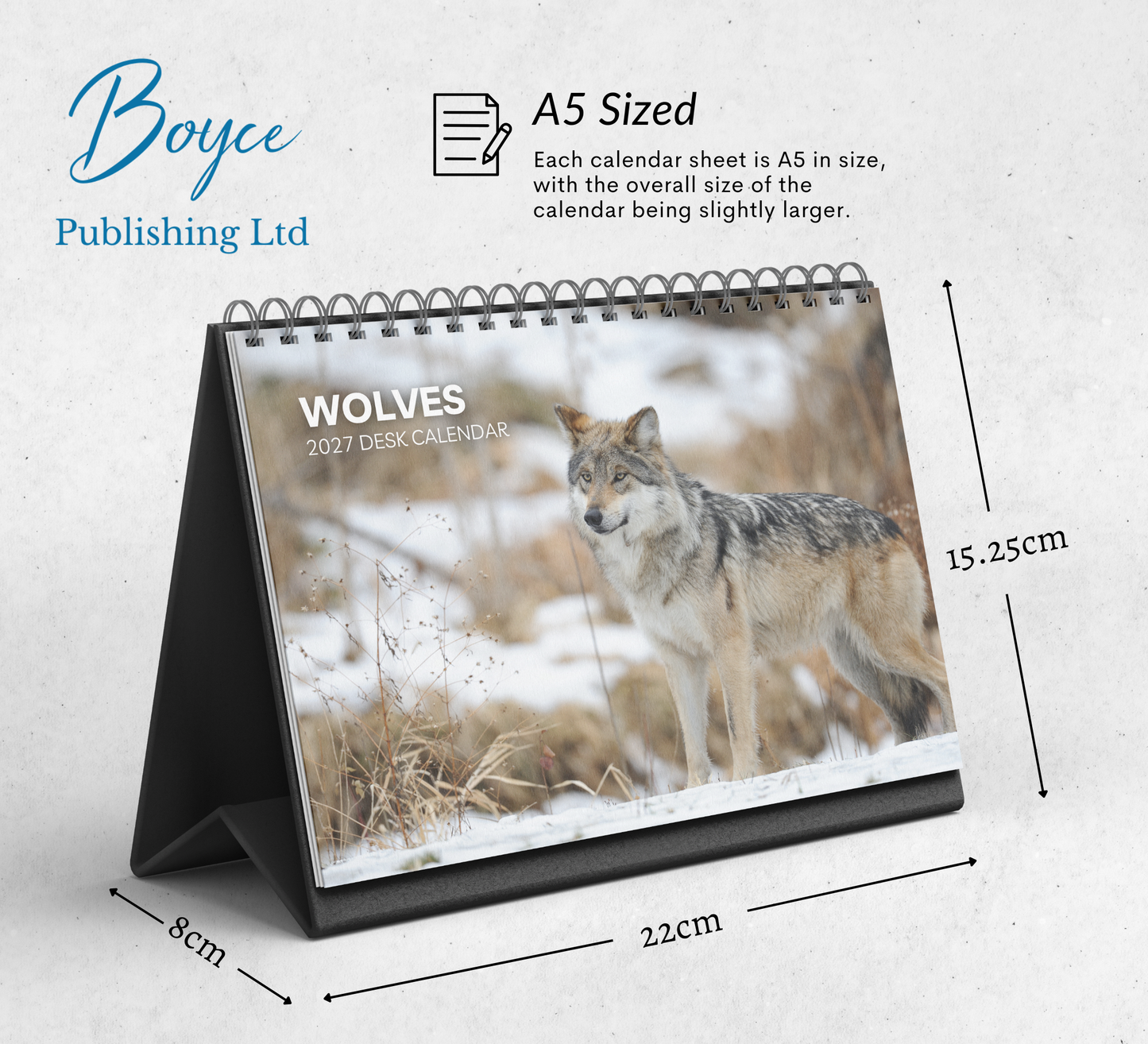 Wolf Desk Calendar 2027-2028