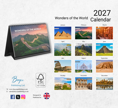 Wonders of the World Desk Calendar 2027-2028