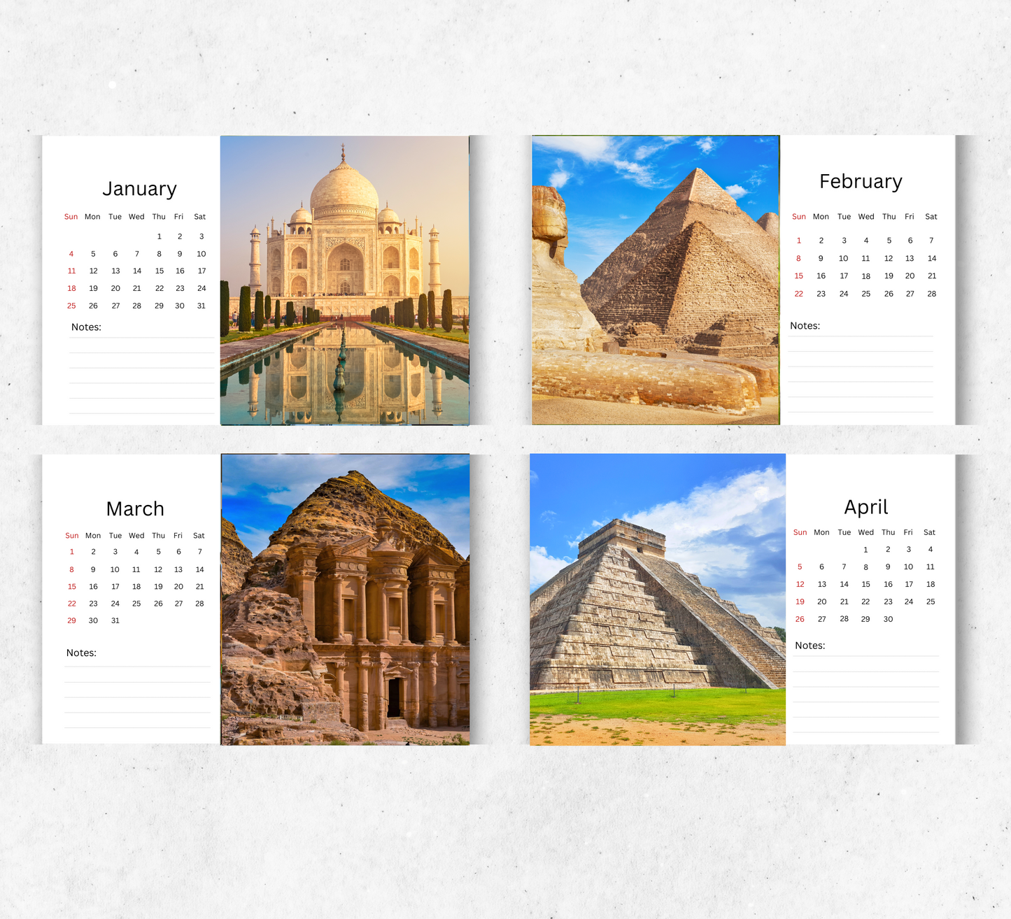 Wonders of the World Desk Calendar 2026-2027