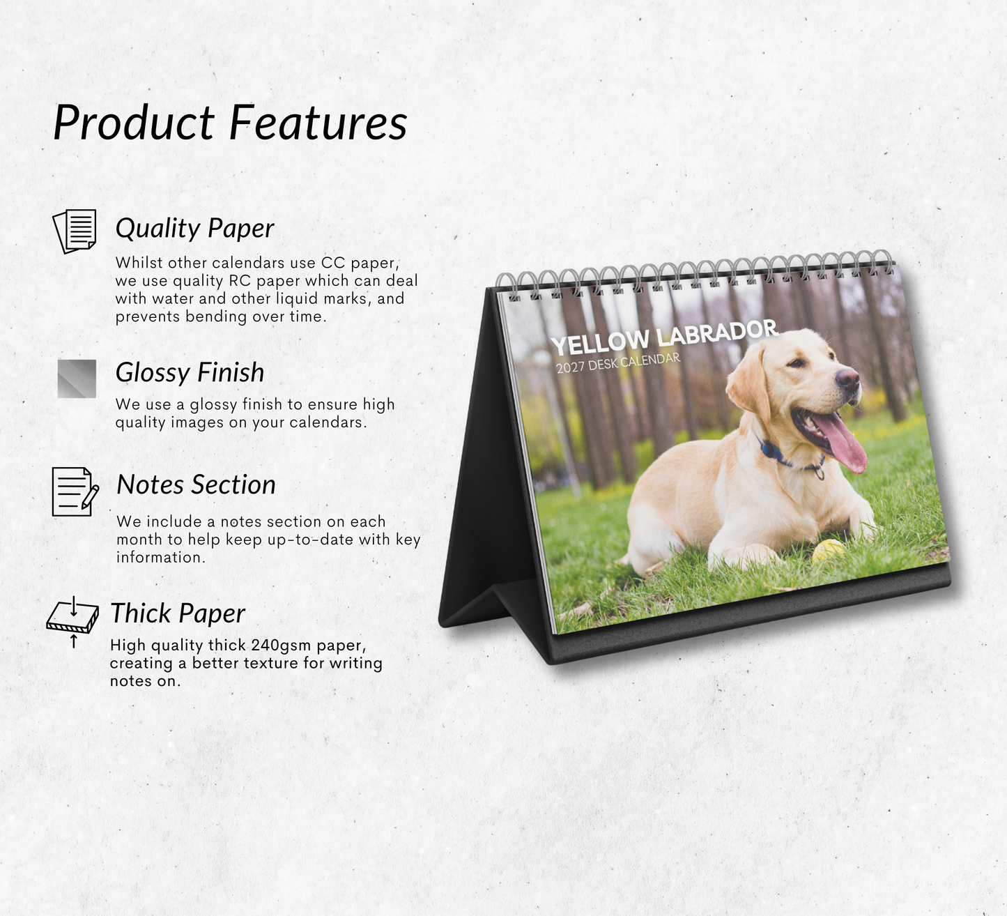 Yellow Labrador Desk Calendar 2027-2028