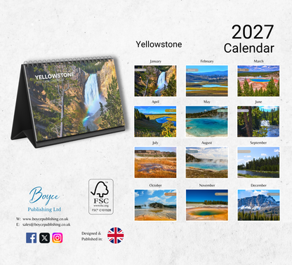 Yellowstone Desk Calendar 2027-2028
