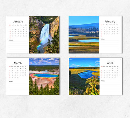 Yellowstone Desk Calendar 2027-2028