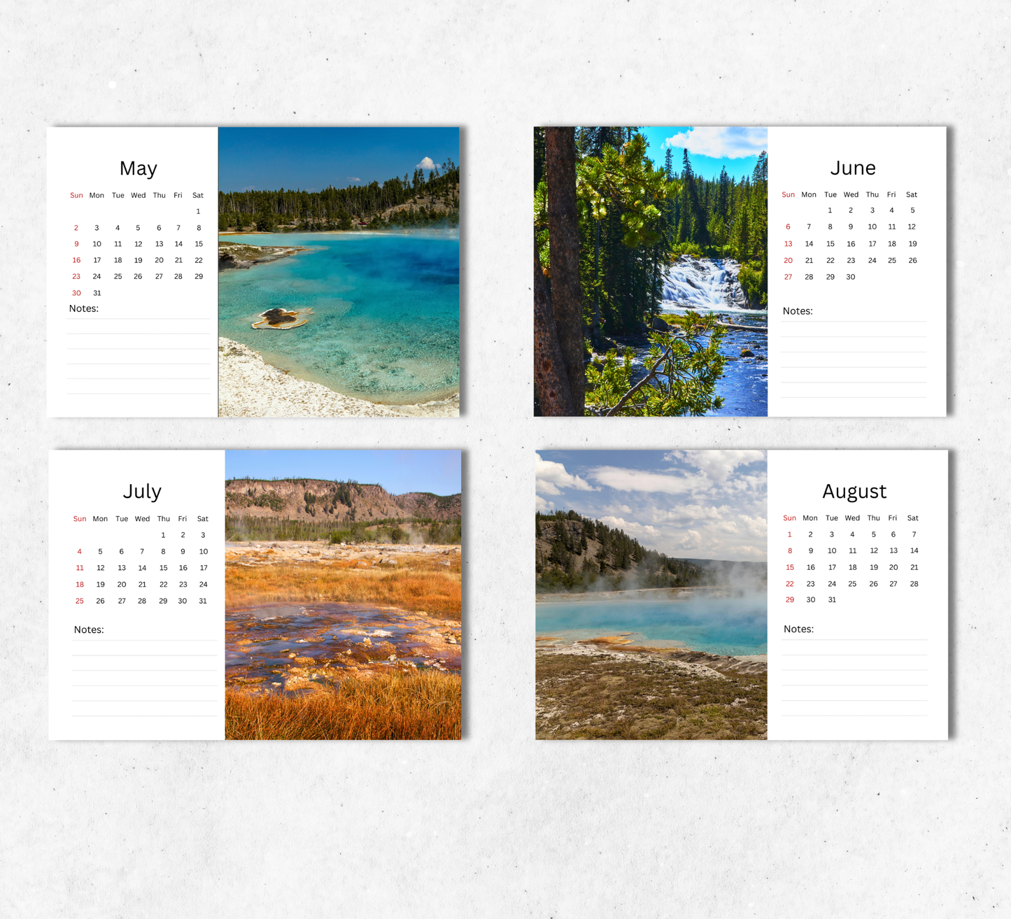 Yellowstone Desk Calendar 2027-2028