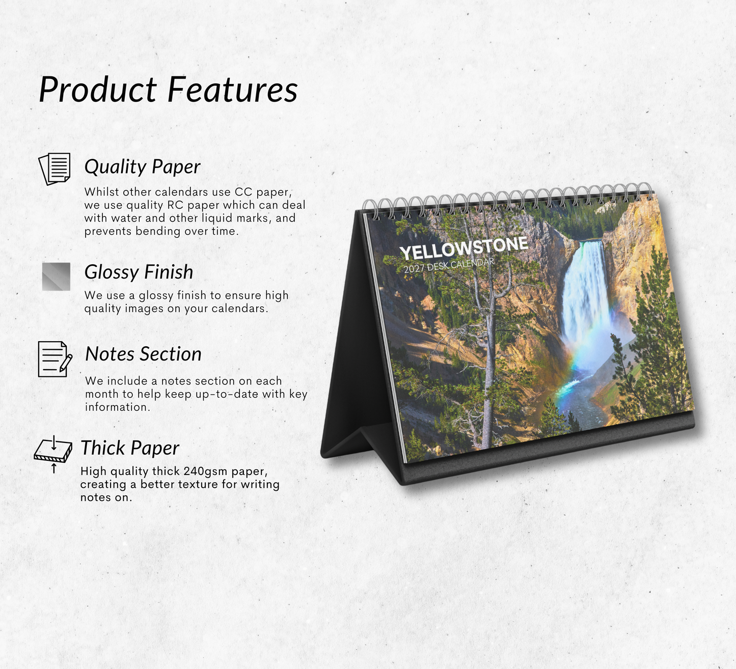 Yellowstone Desk Calendar 2027-2028