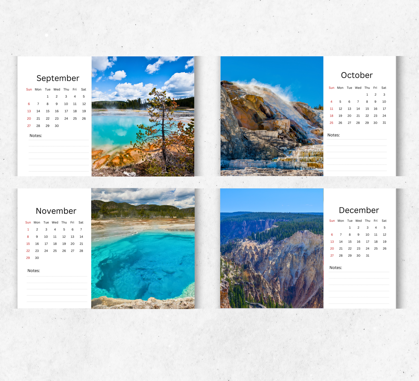 Yellowstone Desk Calendar 2026-2027