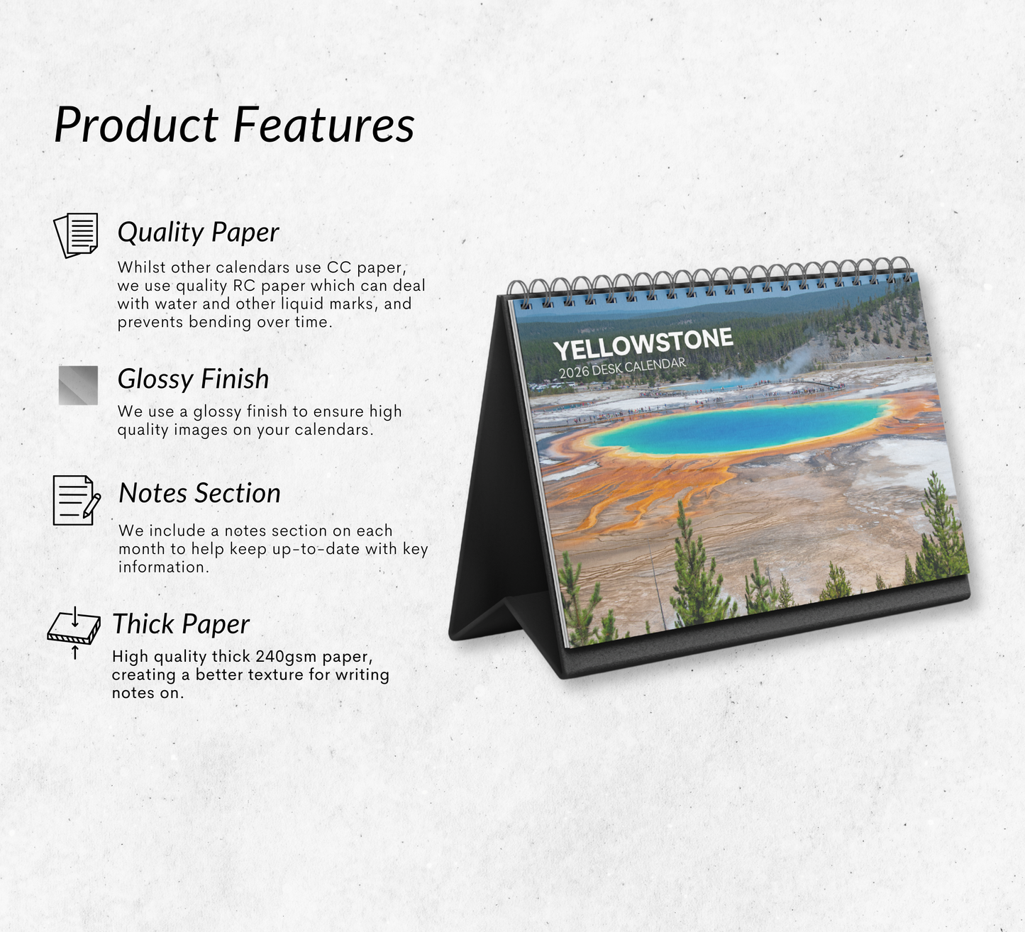 Yellowstone Desk Calendar 2026-2027