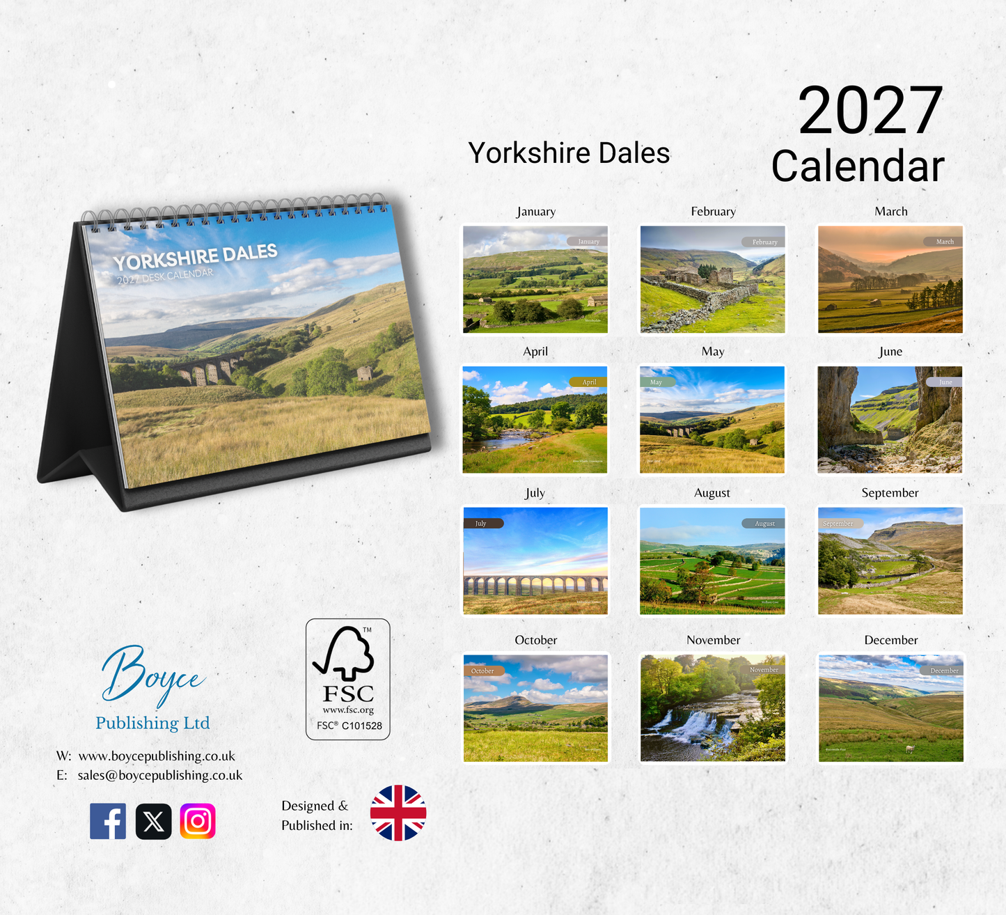 Yorkshire Dales Desk Calendar 2027-2028