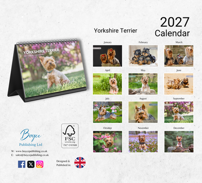 Yorkshire Terrier Desk Calendar 2027-2028