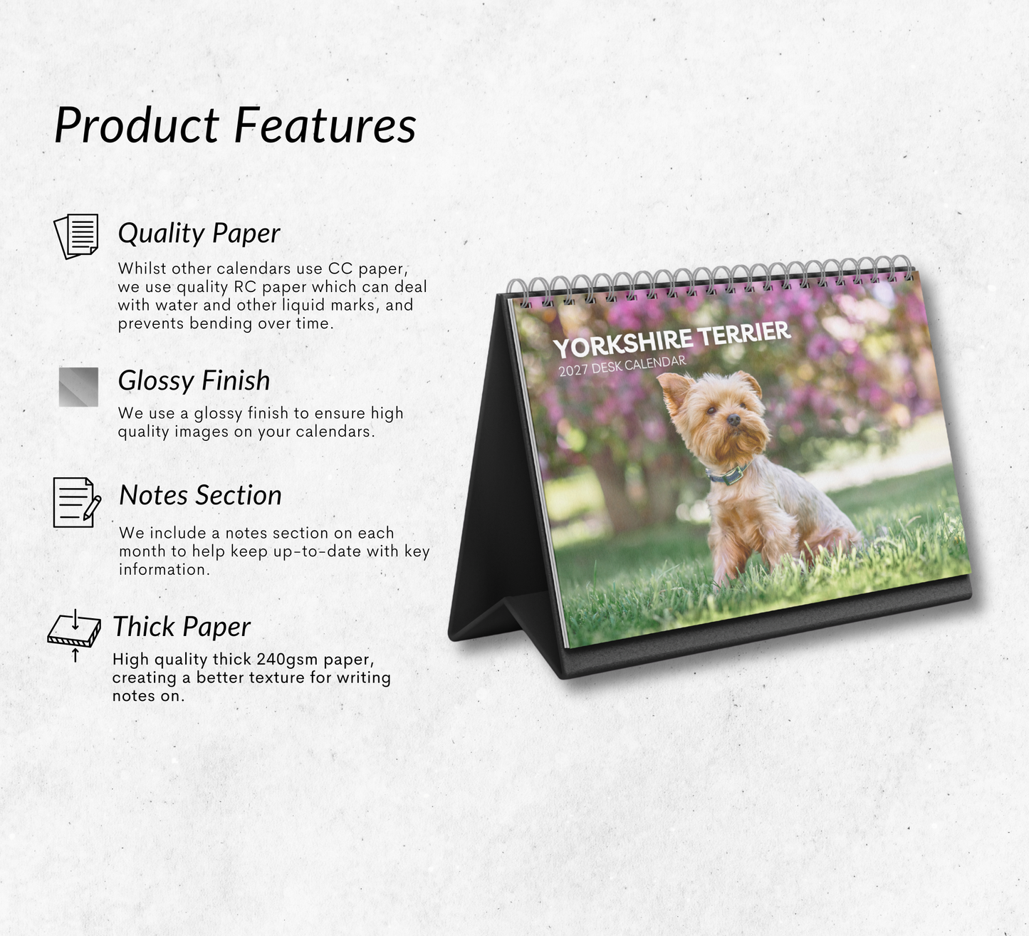 Yorkshire Terrier Desk Calendar 2027-2028