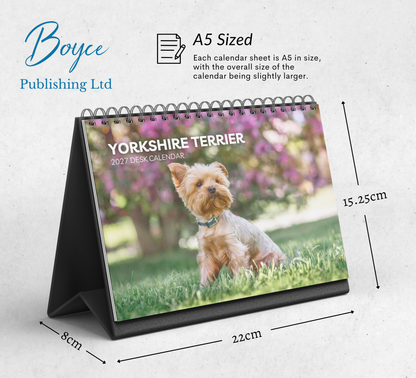 Yorkshire Terrier Desk Calendar 2027-2028