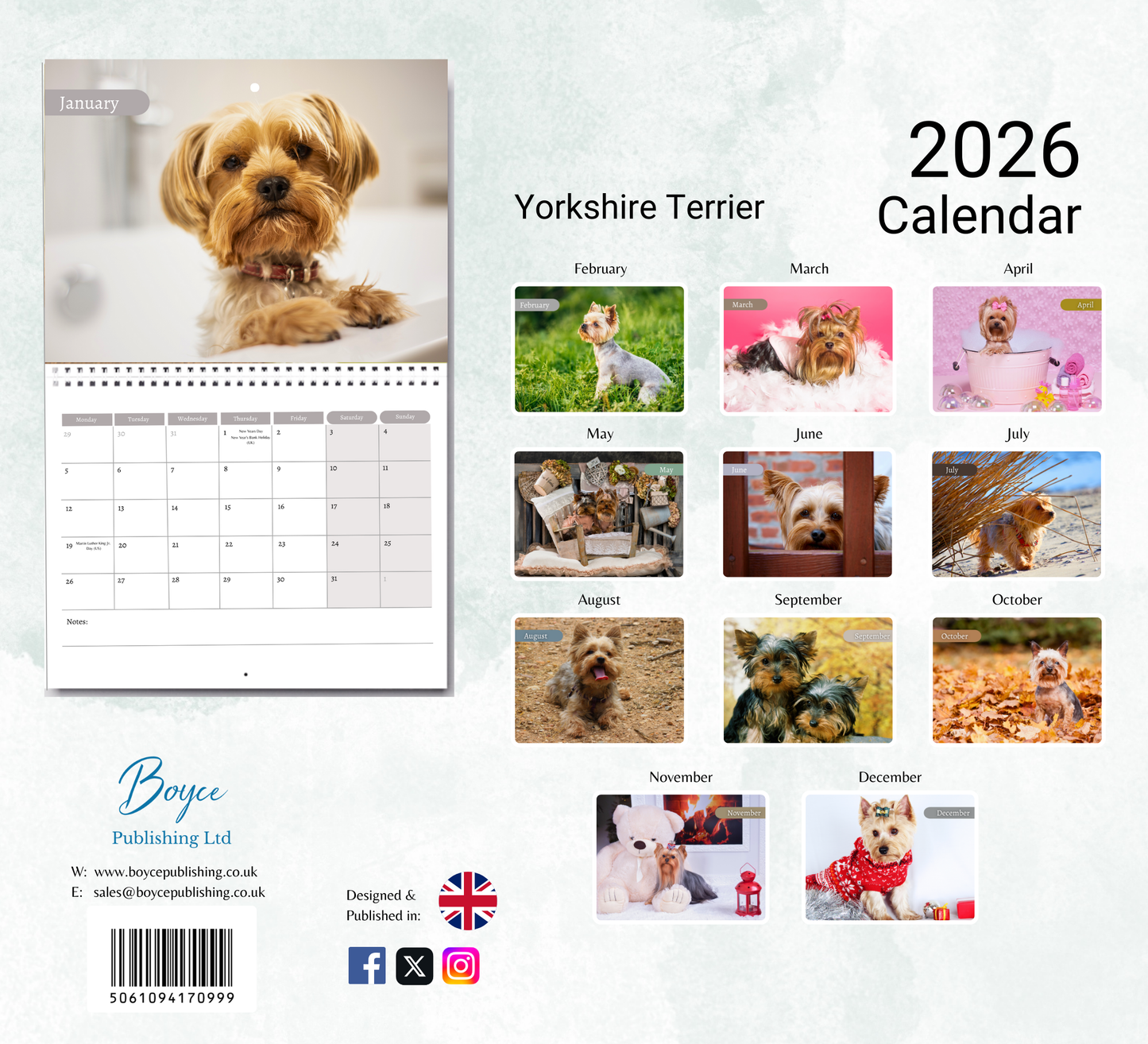 Yorkshire Terrier Calendar 2026