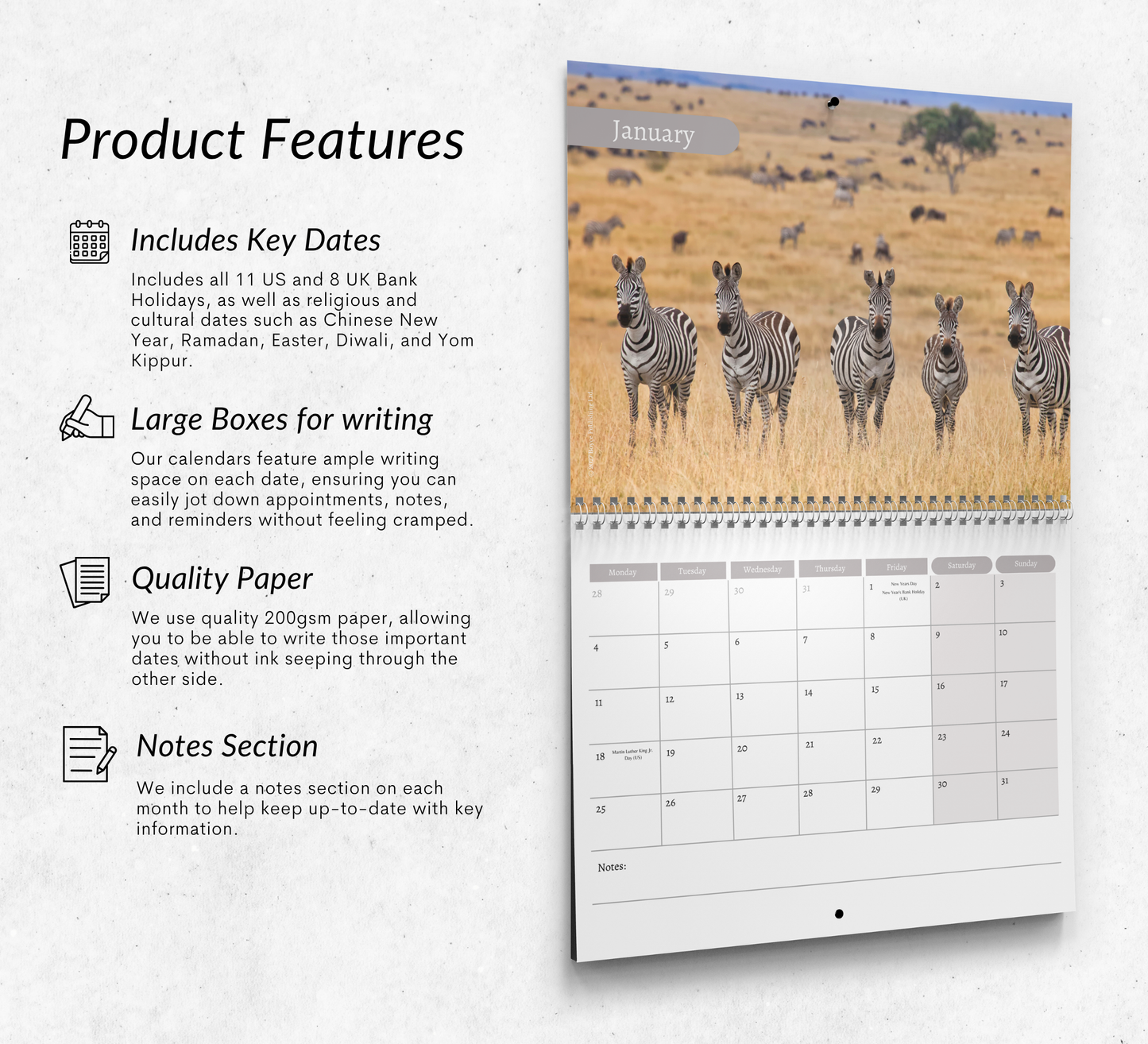 Zebra Calendar 2027