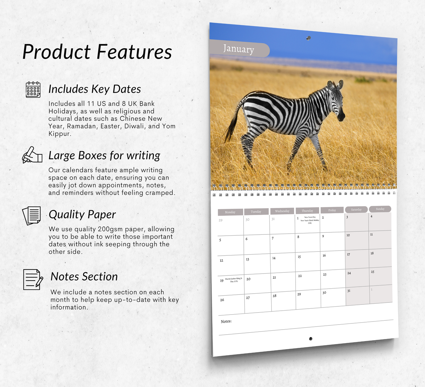 Zebra Calendar 2026