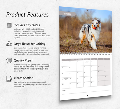 Australian Shepherd Calendar 2026