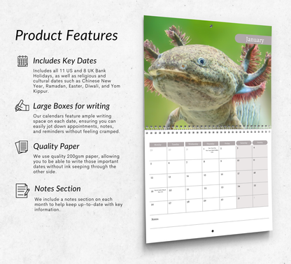 Axolotl Calendar 2026