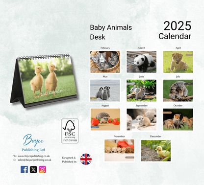 Baby Animals Desk Calendar 2025