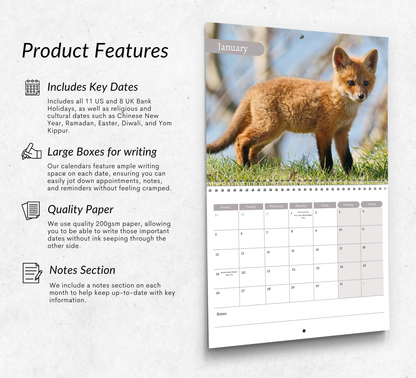 Baby Foxes Calendar 2026