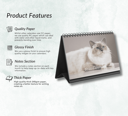 Birman Cat Desk Calendar 2025