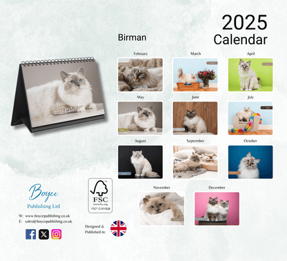 Birman Cat Desk Calendar 2025