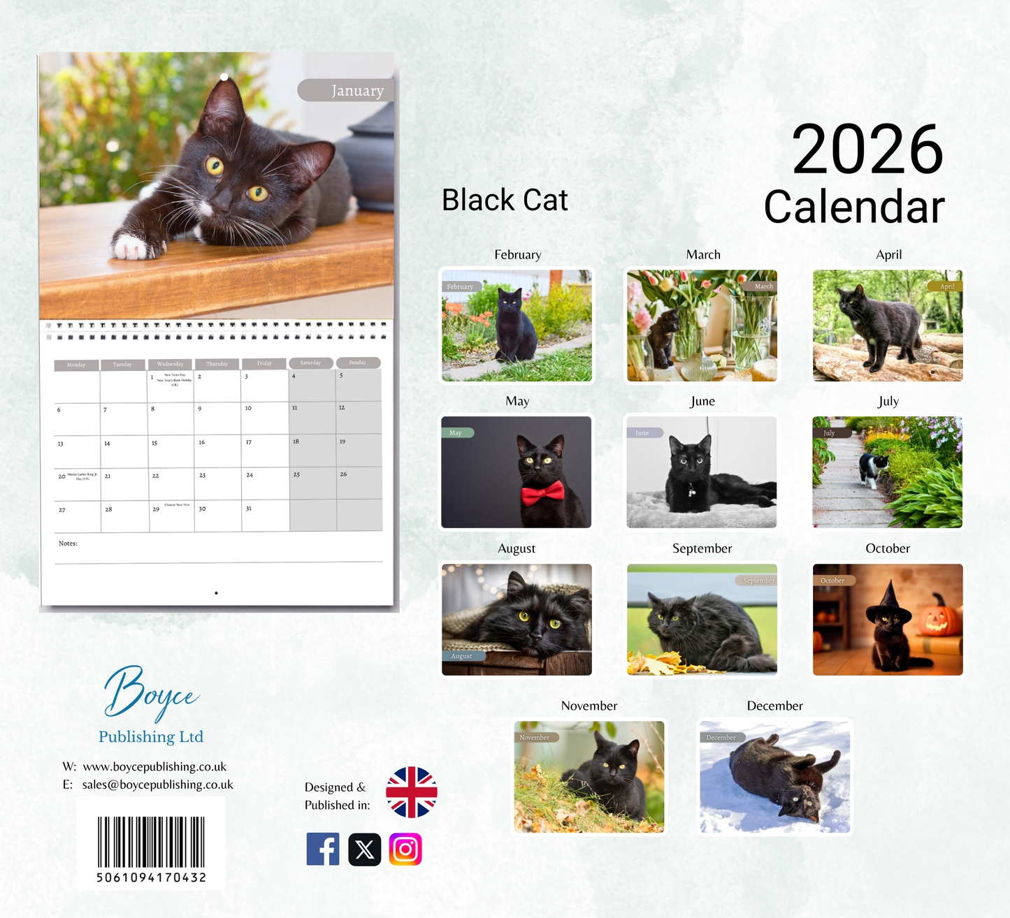 Black Cat Calendar 2026