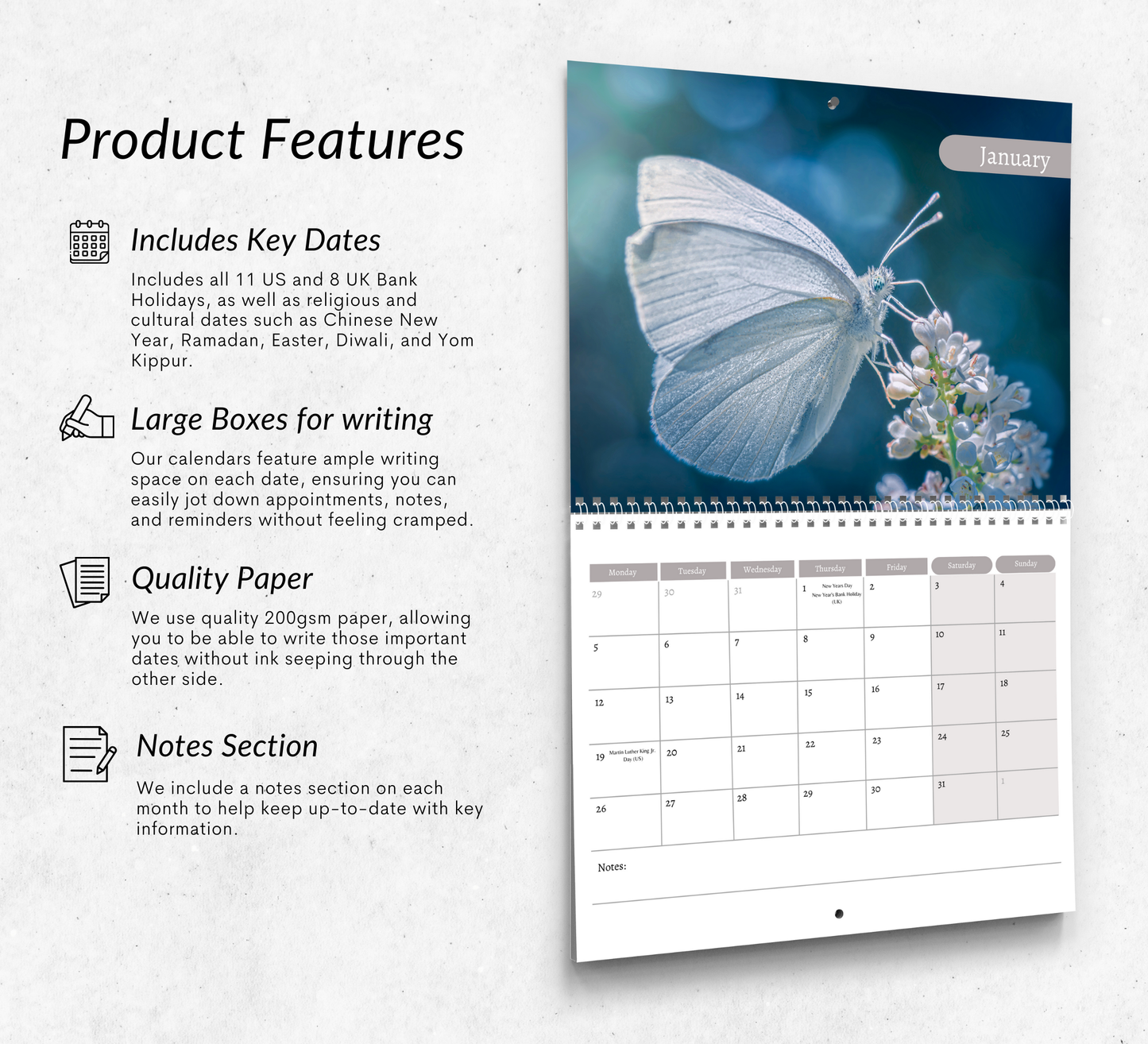 Butterfly Calendar 2026