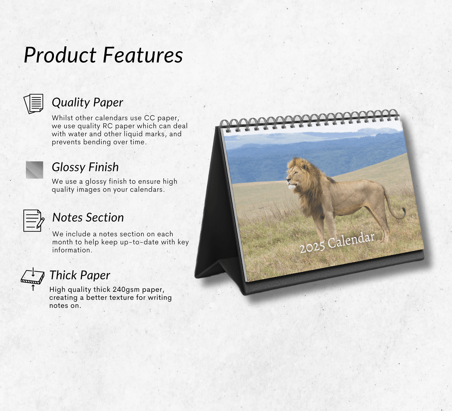 Lion Desk Calendar 2025