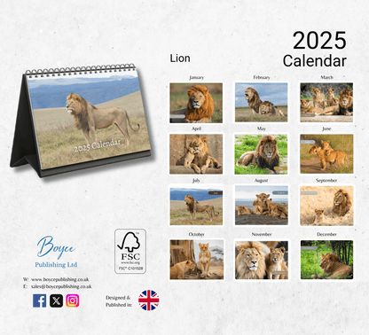 Lion Desk Calendar 2025