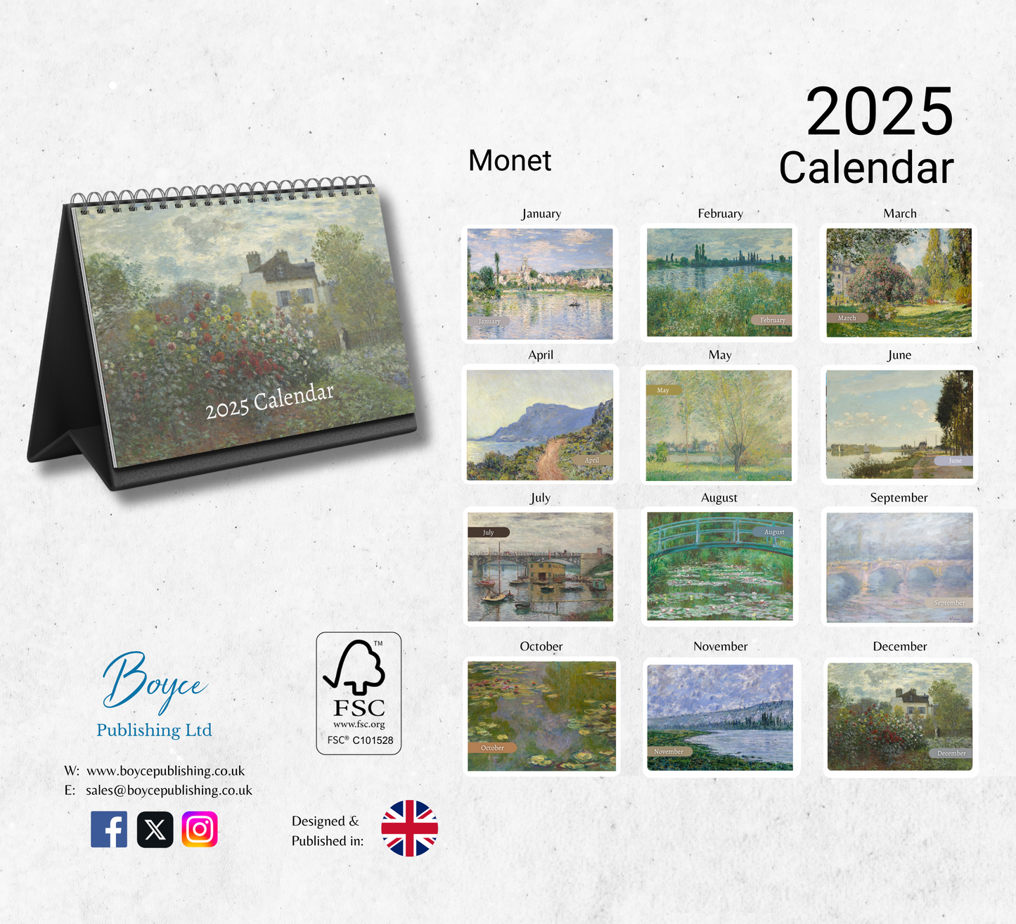 Monet Desk Calendar 2025