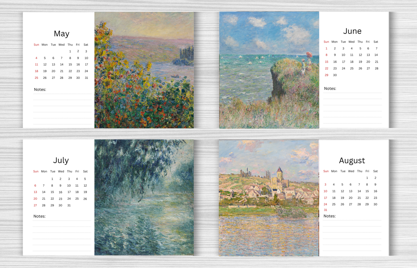 Monet Desk Calendar 2025