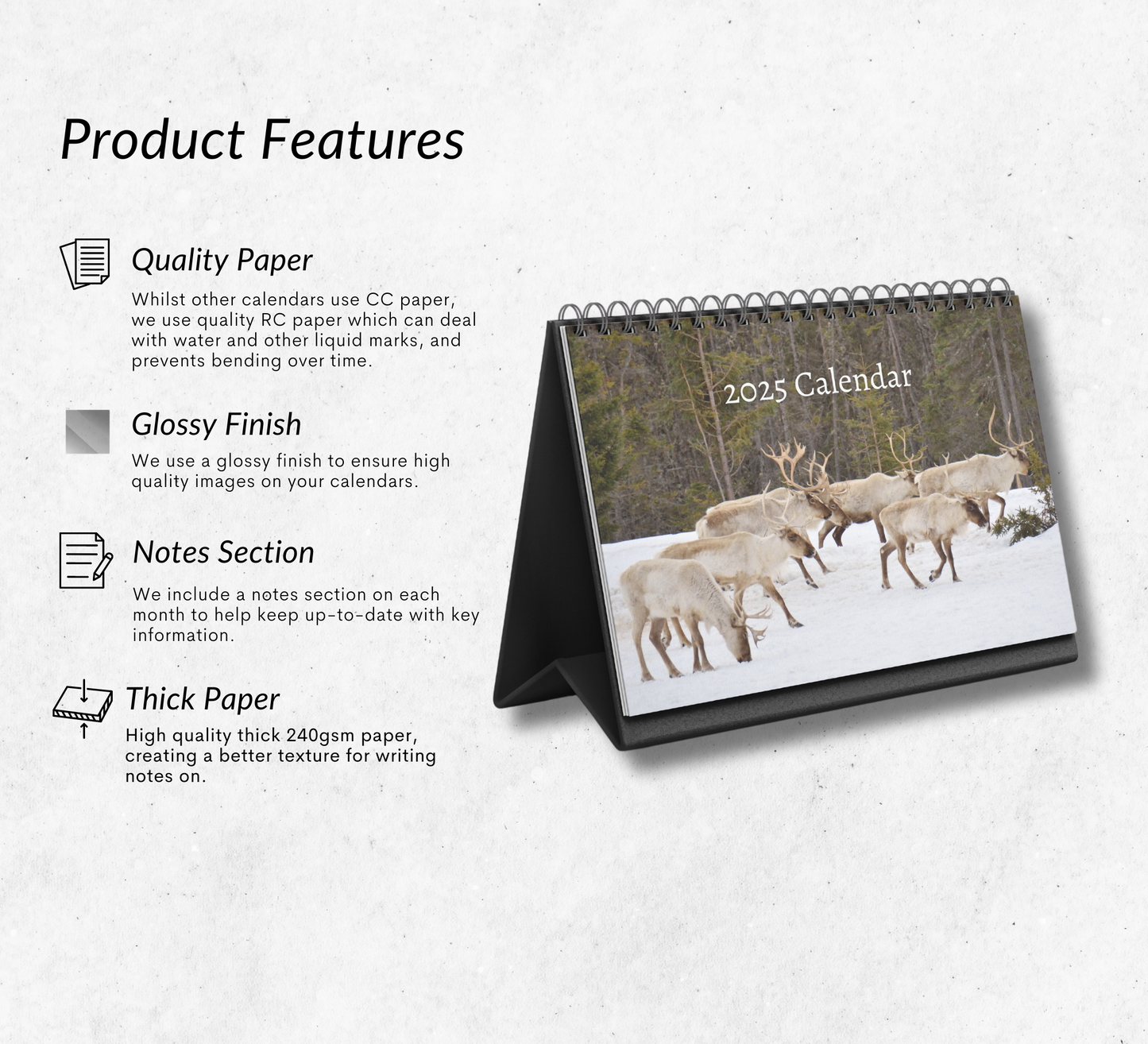 Reindeer Desk Calendar 2025