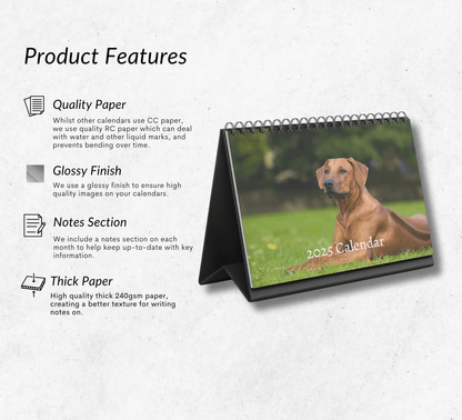 Rhodesian Ridgeback Desk Calendar 2025