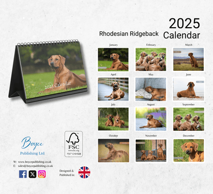 Rhodesian Ridgeback Desk Calendar 2025