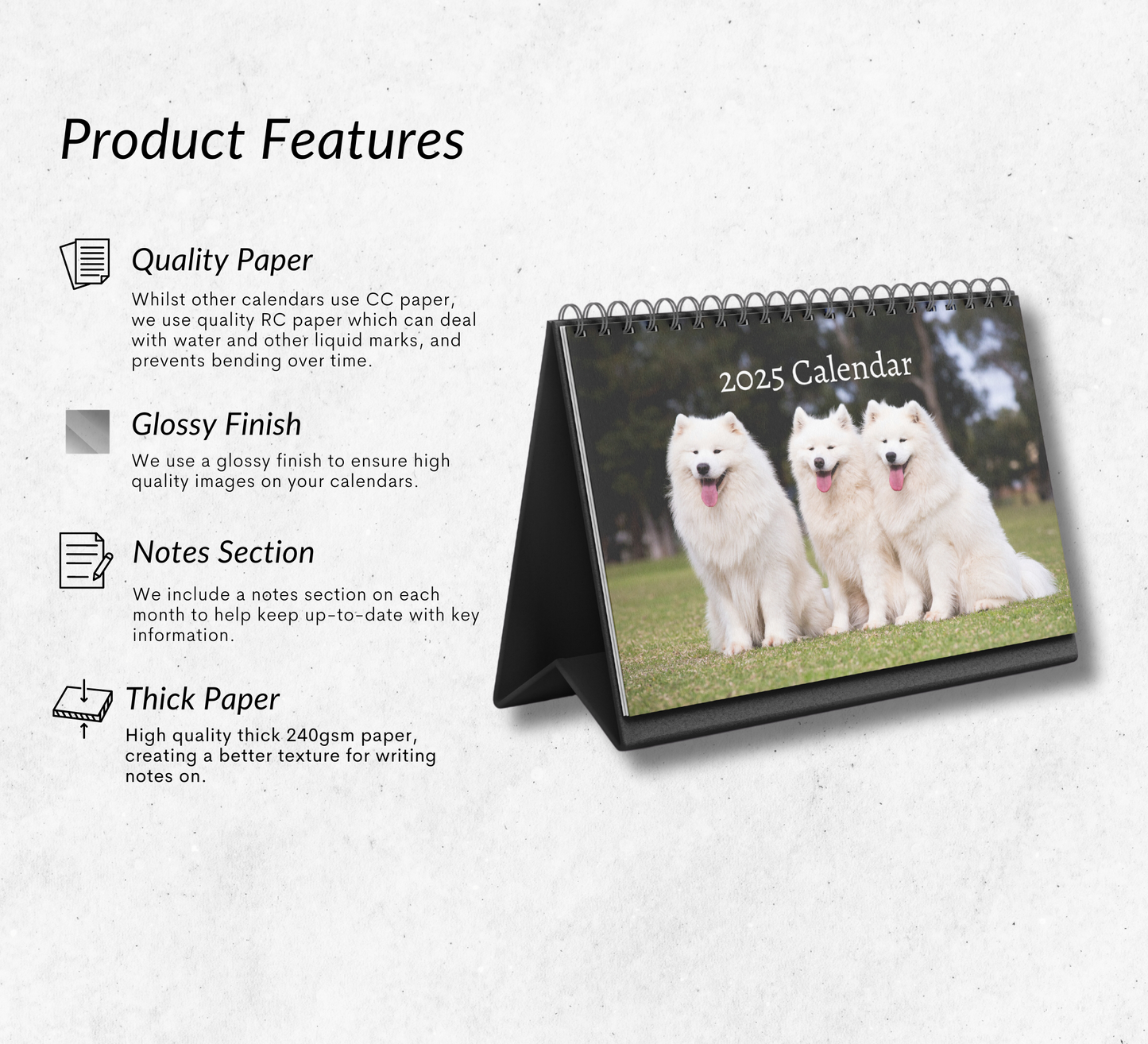 Samoyed Desk Calendar 2025