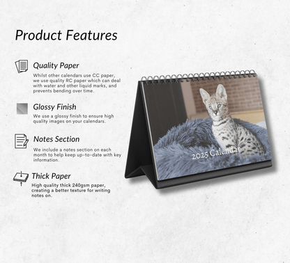 Savannah Cat Desk Calendar 2025