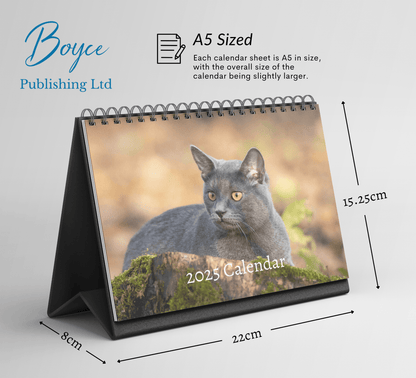 Russian Blue Cat Desk Calendar 2025