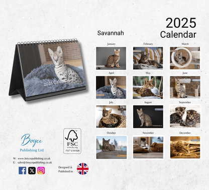 Savannah Cat Desk Calendar 2025